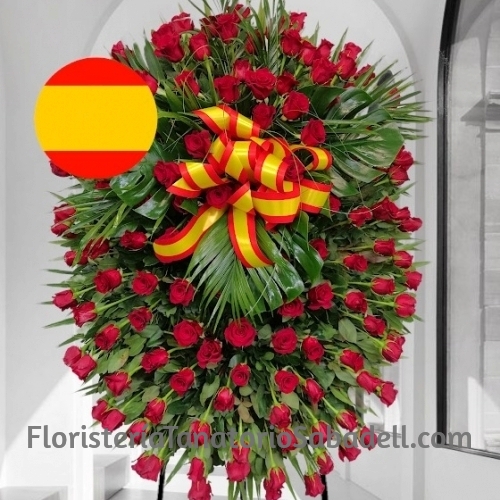 Corona Funeraria Rosas Rojas Bandera España